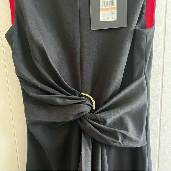 NWT Halston Fit &. Flare Black Midi Dress - Picture 11 of 13